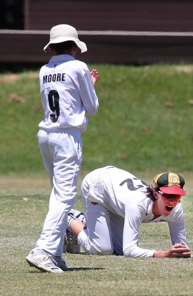 Day 3 of the Queensland Junior Representative Carnival at TSS. Brisbane Norths (Batting) V Bears (fielding). Bears fielder Finn Haller has one just drop short. Picture Glenn Hampson