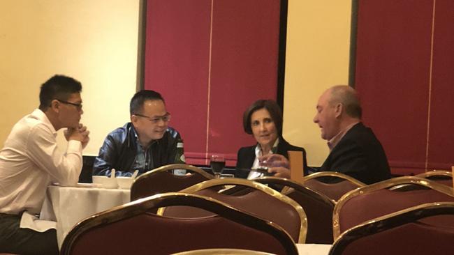 An undated photo of former Liberal MP Daryl Maguire, right, pictured with Louise Waterhouse for lunch. The gentleman at is unidentified, beside him is William Luong. Picture: Independent Commission Against Corruption