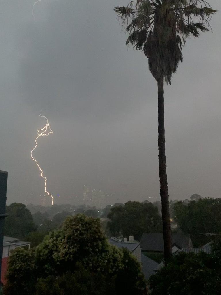 Lightning strikes over Sydney.