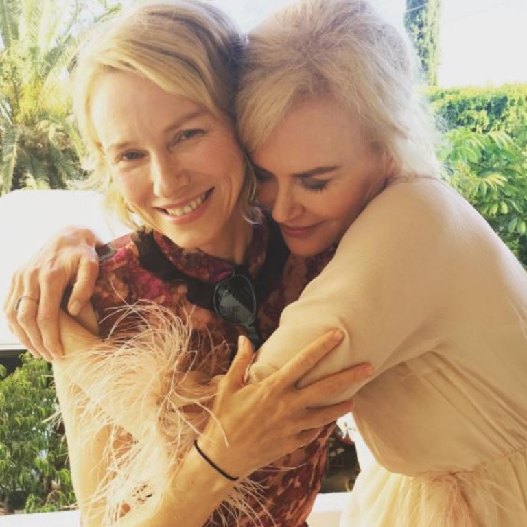 Lifelong friends Naomi Watts (left) and Kidman cosy up.