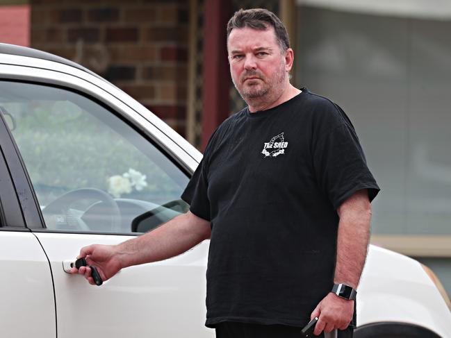 Suspended Logan mayor Luke Smith outside his father’s house yesterday. Picture: Annette Dew