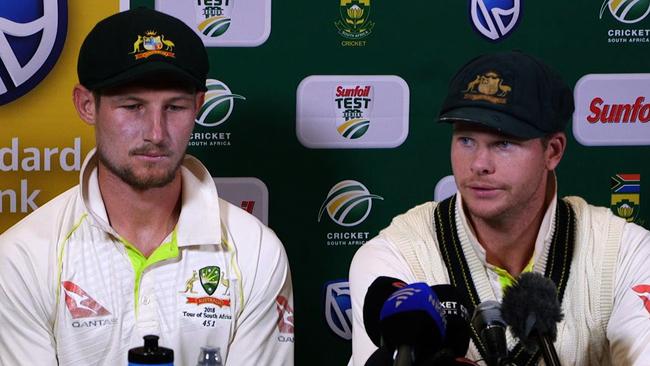 Cameron Bancroft and Steve Smith admit to ball-tampering. Pic: AFP