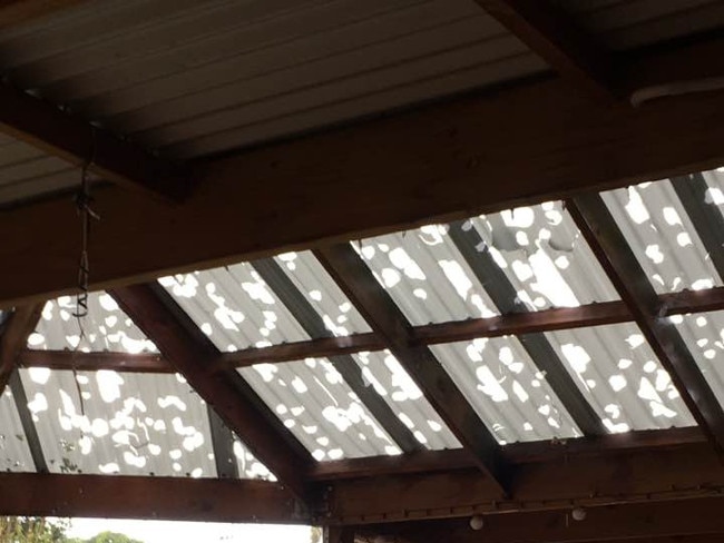 A roof damaged by the hailstom at Cleve. Picture: Julie Minge