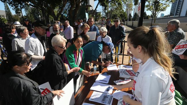 Rally to Save Bruce Bishop car park in Surfers Paradise. Picture Glenn Hampson