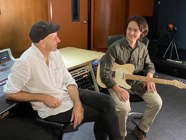 ROLLING STONE:  SCU Senior music degree lecturer Dr Barry Hill with 2021 Rolling Stone scholarship recipient Leon Holstegge.