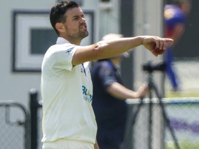 Premier Cricket: Frankston Peninsula v Ringwood. Frankston bowler James Nanopoulos. Picture: Valeriu Campan