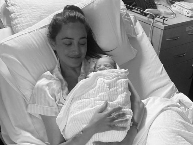 Abbey Gelmi with newborn son Louis.