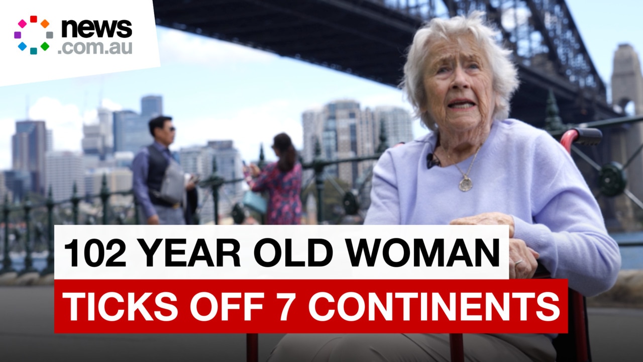 A 102-year-old woman has successfully ticked off all seven continents after visiting Sydney