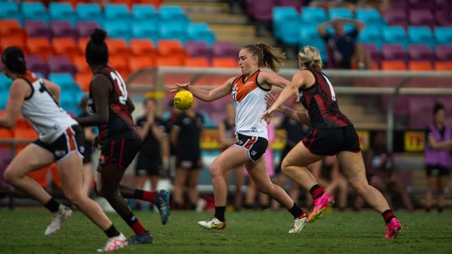 Gabrielle Deller as the NTFL Buffaloes' women side beat the Essendon Bombers. Picture: Pema Tamang Pakhrin