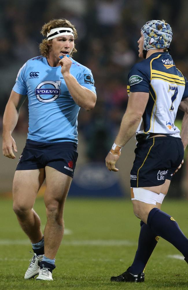 Waratahs captain Michael Hooper and Brumbies star David Pocock.