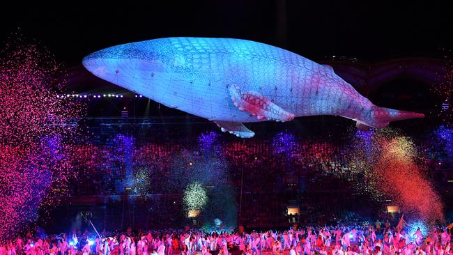 Migaloo at 2018 Games opening ceremony. picture: supplied