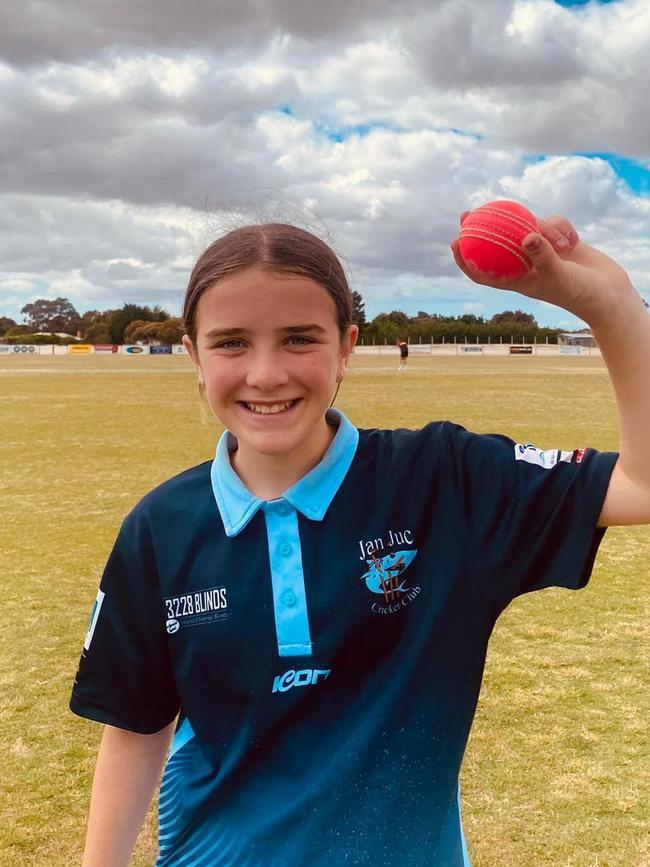 Lucie Johnson McCarty has been a leading bowler for Jan Juc's junior girls team. Picture: Jan Juc Cricket Club.