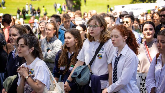 Crowds walk through the city. Picture: Mark Stewart