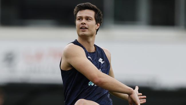 NCA. MELBOURNE, AUSTRALIA. August 31,   2024. AFL . Carlton training at Princes Park. Jack Silvagni of the Blues   during todays training session   . Pic: Michael Klein