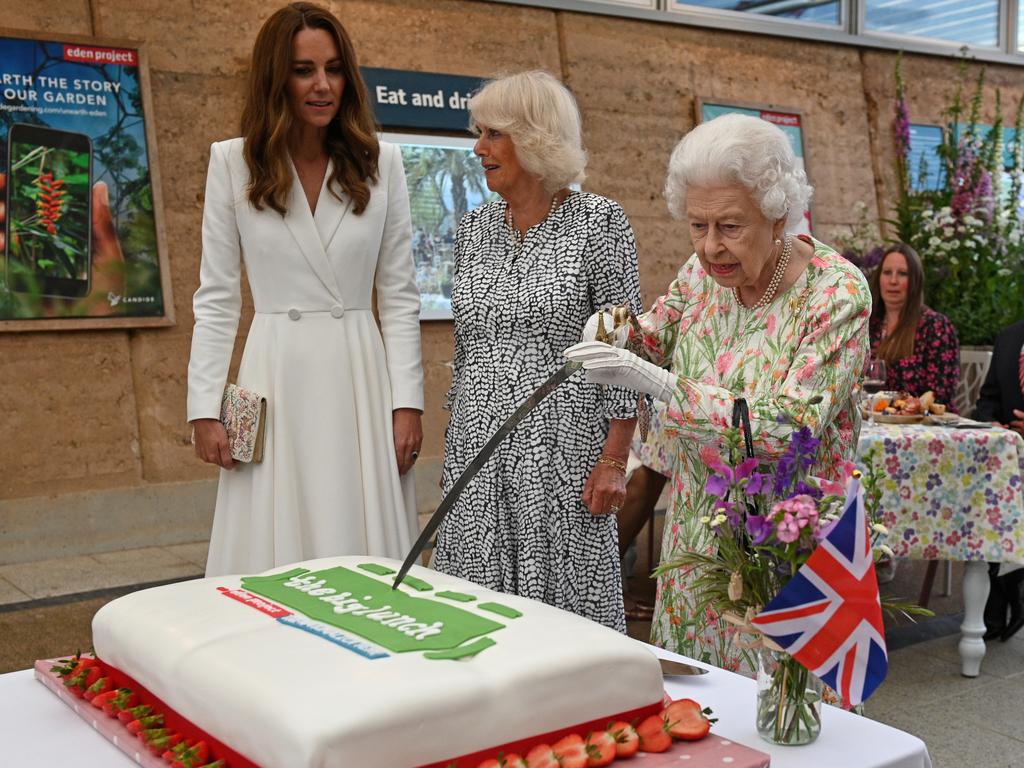 Kate, Camilla and the Queen. Picture: Getty Images