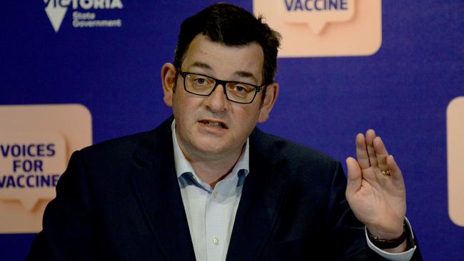 Victorian Premier Daniel Andrews gives a daily Covid update to his state. Picture: NCA NewsWire / Andrew Henshaw