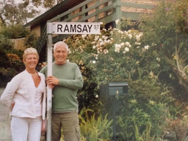 John and Elaine Parnell on a visit to Ramsay Street.