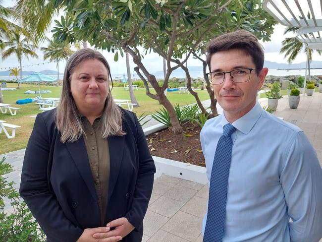 Townsville Chamber of Commerce chief executive Heidi Turner and PVW Partners’ Managing Partner Carl Valentine attended a post-budget breakfast at The Ville. Picture: Leighton Smith.