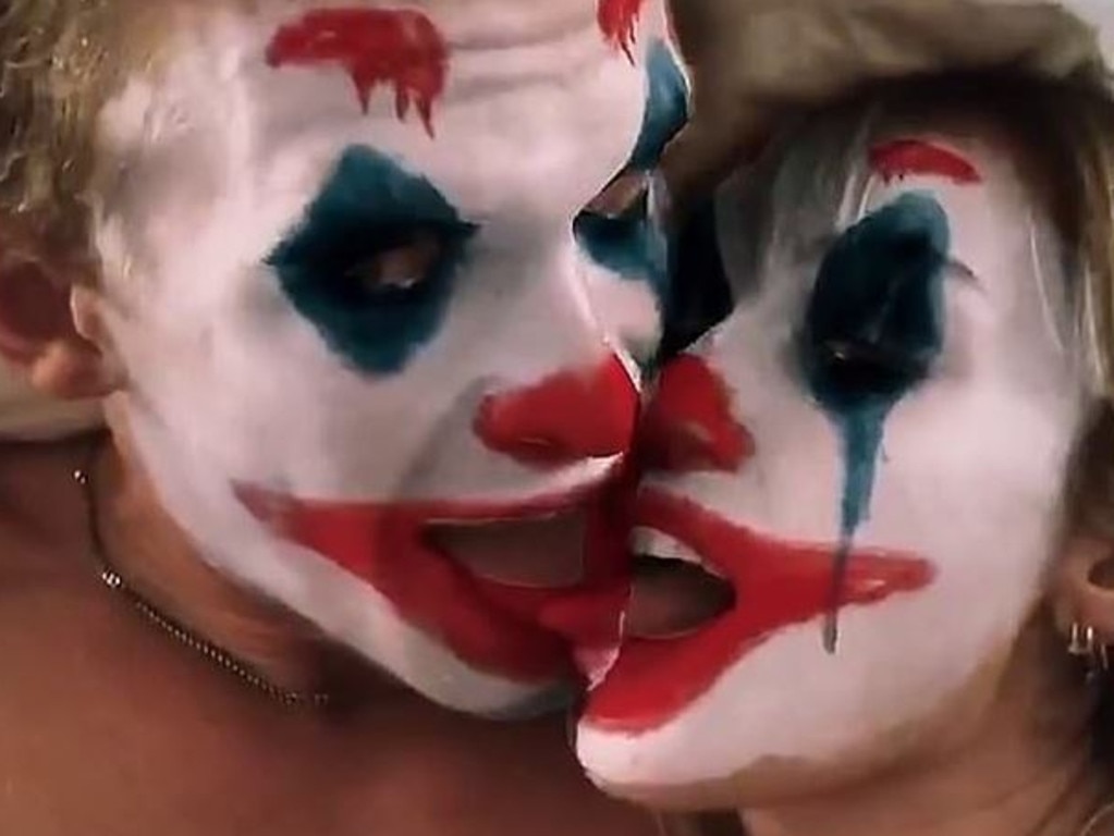 Miley and Cody in Joker faces