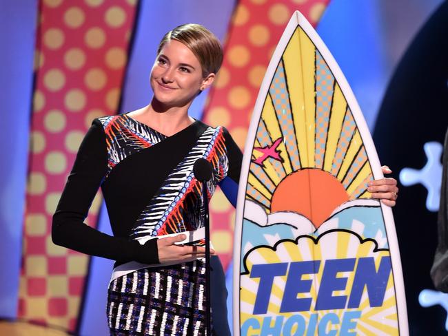 Actress Shailene Woodley, winner of Best Actress: Action onstage during FOX’s 2014 Teen Choice Awards. Picture: Getty