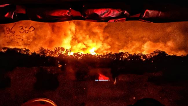 2Part of the Grampians blaze as seen by CFA crews in the Pomonal area. Picture CFA / Facebook.