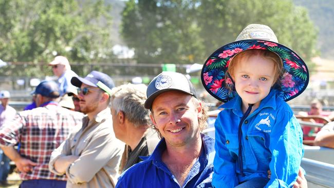 Omeo sale, Hayden and daughter 4yo Maddison Stewart from Gelantipy. PICTURE: ZOE PHILLIPS