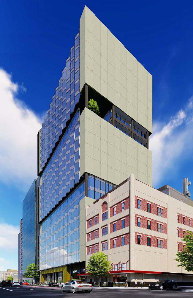 Kyren Group has lodged plans for a $60 million 21-storey office building at 52-56 Franklin Street, which will be consider by the State Commission Assessment Panel on Thursday. Picture: Brown Falconer