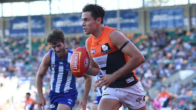 Josh Kelly in action last week against North Melbourne, which has made him a $9 million offer. Picture: AAP