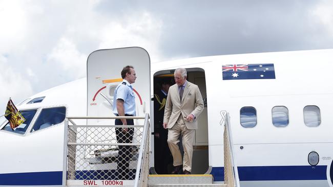 Royal Highness Prince Charles arrives at Gove Airport. Picture: Keri Megelus