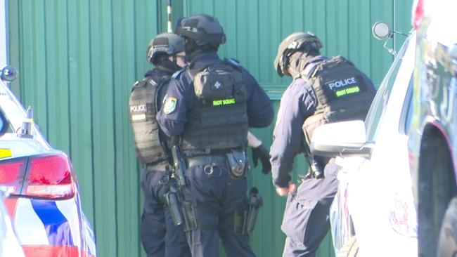 Police surrounded the western Sydney clubhouse of an outlaw bikie gang. Picture: TNV