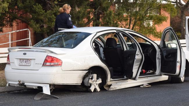 The car Jackson Bruce Watson was stopped in after a police pursuit through the Southern Downs in 2018.