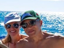 Neurosurgeon Charlie Teo exploring Ningaloo Reef with partner Traci Griffiths. Source: Facebook