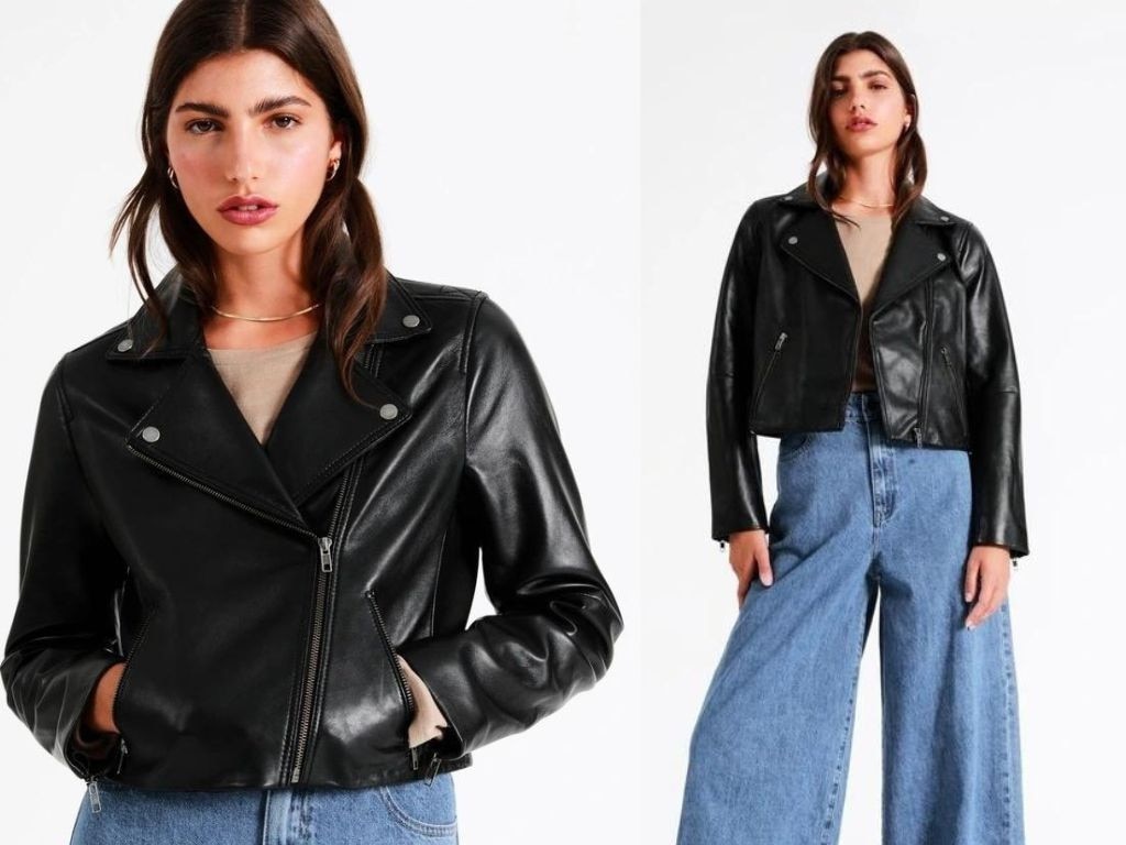 Womens leather jacket myer sale