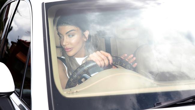 Kat leaving the Mehajer house in Lidcombe the day after the party. Picture: Justin Sansom