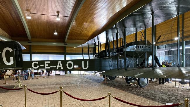 The historic Vickers Vimy aircraft on display at Adelaide Airport. Picture: AAP Image/Gabriel Polychronis