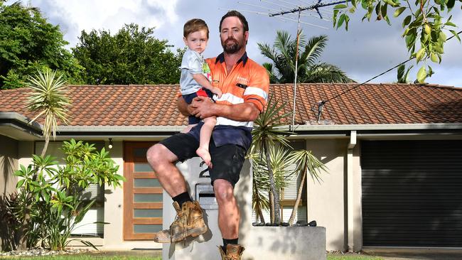 David Smedley with 2 year old son Myles. Picture, John Gass