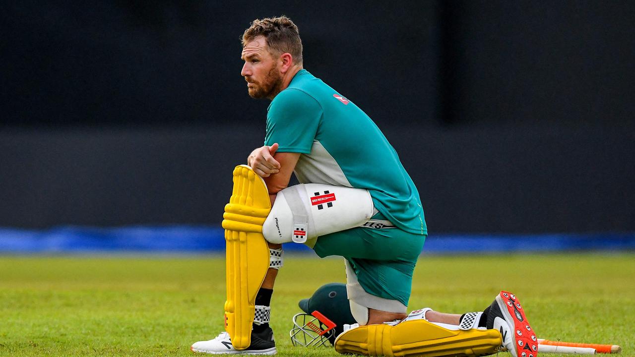 Australia's captain Aaron Finch attends a practice session at the R. Premadasa Stadium in Colombo on June 6, 2022, ahead of their two Tests, three T20s and five one day international (ODI) cricket matches against Sri Lanka. (Photo by ISHARA S. KODIKARA / AFP)