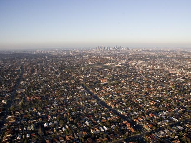 aerial view of Melbourne and surrounding suburbs