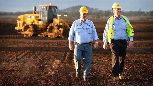 John and Denis Wagner prior to the runway construction of their Wellcamp Brisbane West Airport