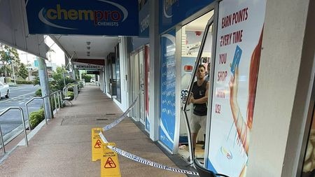 Gold Coast police called to Chempro Chemist in Paradise Point after alleged break and enter. Photo: Leon Dyson/Facebook