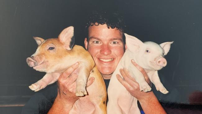 Andrew 'Cosi' Costello during his days as a pig farmer.