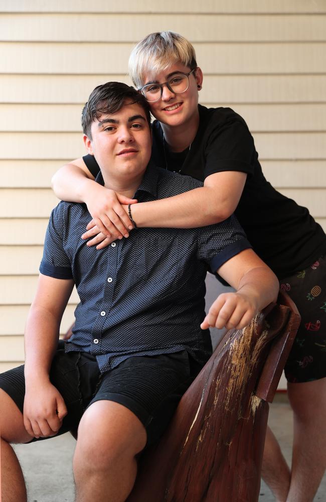 Nate Musiello and his partner Jemimah Clark, 19. Picture:Lachie Millard