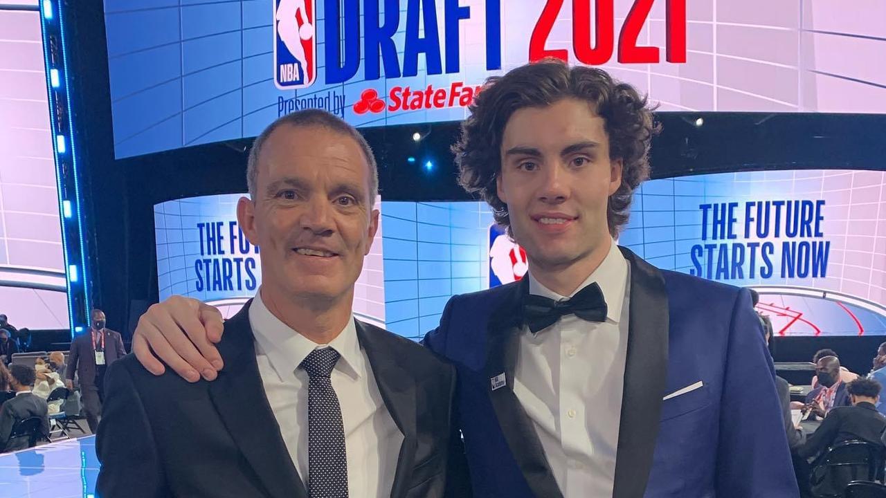 Warwick and Josh Giddey at the NBA draft in New York