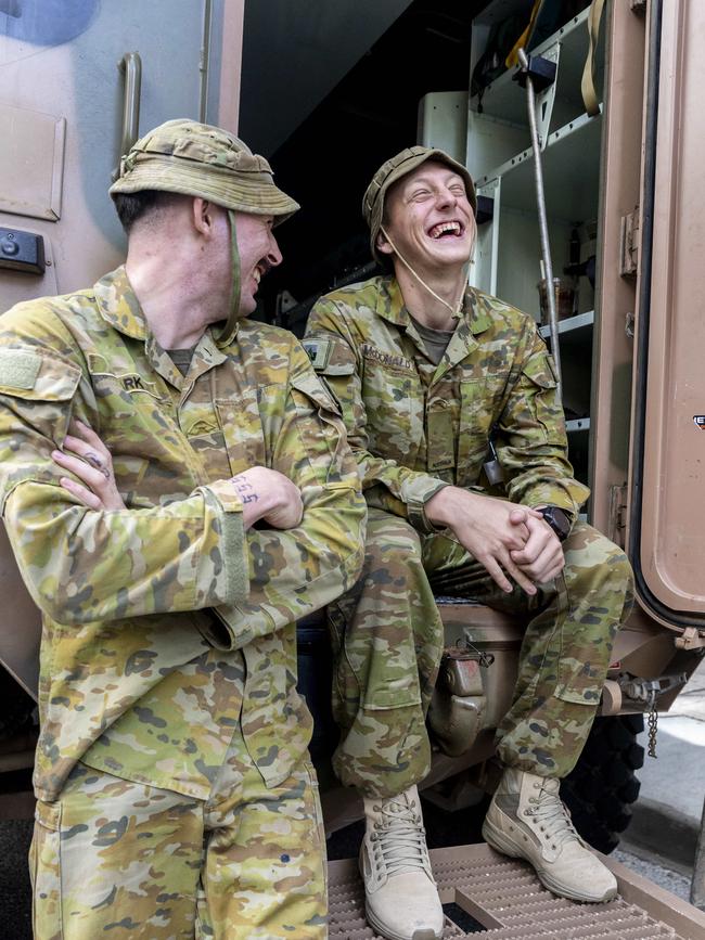 Ethan Clark and Timothy McDonald from 7CSR (7th Combat Signal Regiment). Anzac Day 2023 parade.