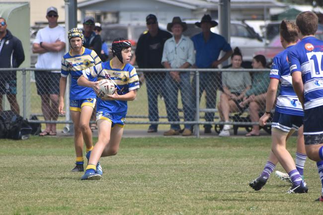 Elijiah Perkins in the Bulldogs v Souths Sharks final in the RLMD U14s division in Mackay. August 14, 2021. Picture: Matthew Forrest