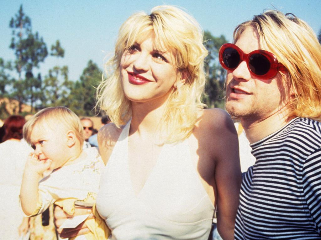 Kurt Cobain of Nirvana (right) with wife Courtney Love and daughter Frances Bean Cobain Picture: Terry McGinnis/WireImage