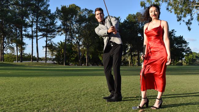 Kyrin Allinson and Shaylee Macrae at the Pioneer State High School formal at the Mackay Golf Course on Friday November 20. Picture: Zizi Averill