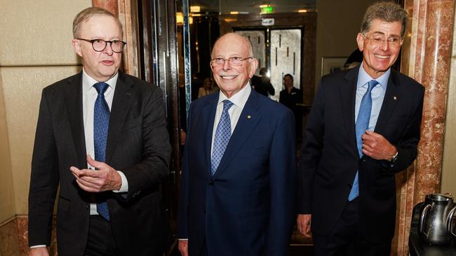 Anthony Albanese with Mark Leibler and ABL managing partner Henry Lanzer. Picture: Aaron Francis