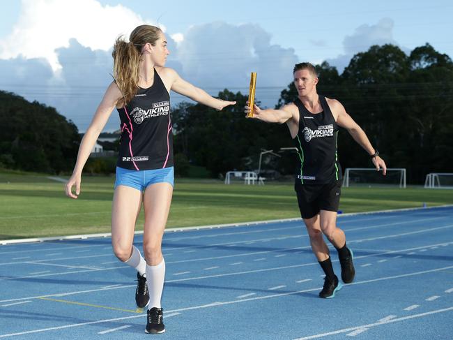 Currumbin teammates Murray Goodwin and Ellie Beer could line up in the 4x400m relay in Japan next month. Picture: Tertius Pickard