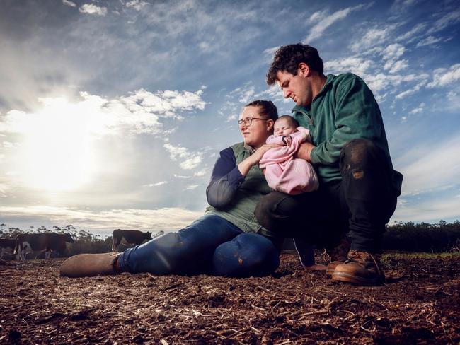 Michael Hawker and Maddy Campbell bought their first farm last year. Picture: Nicole Cleary